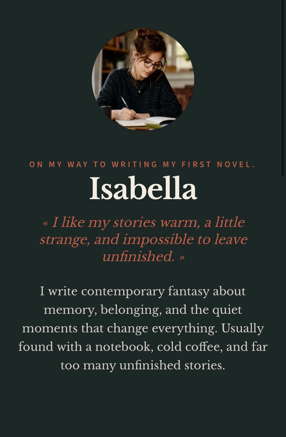 And your public page, as readers see it.