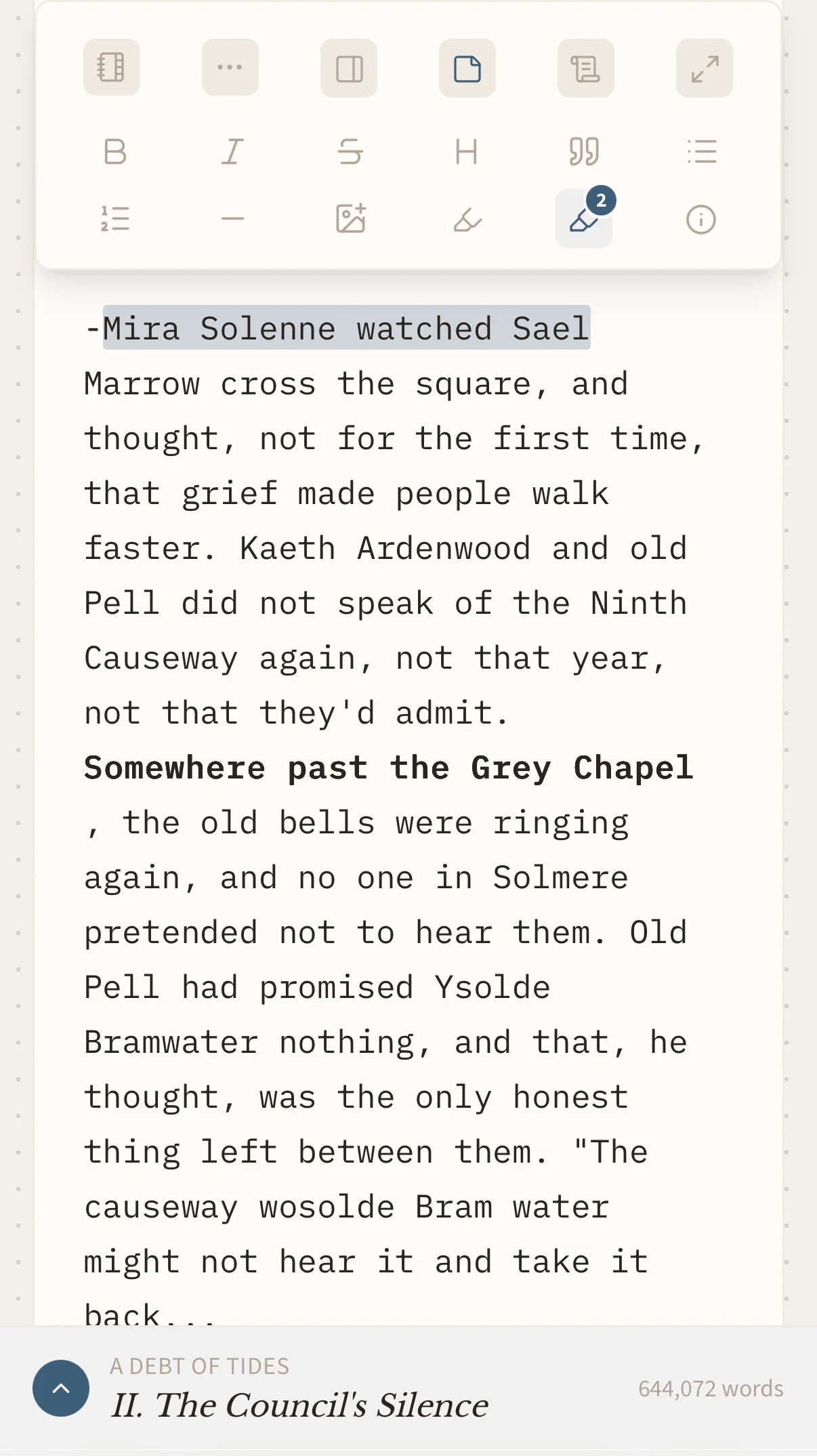 Marking a passage with your thumb.